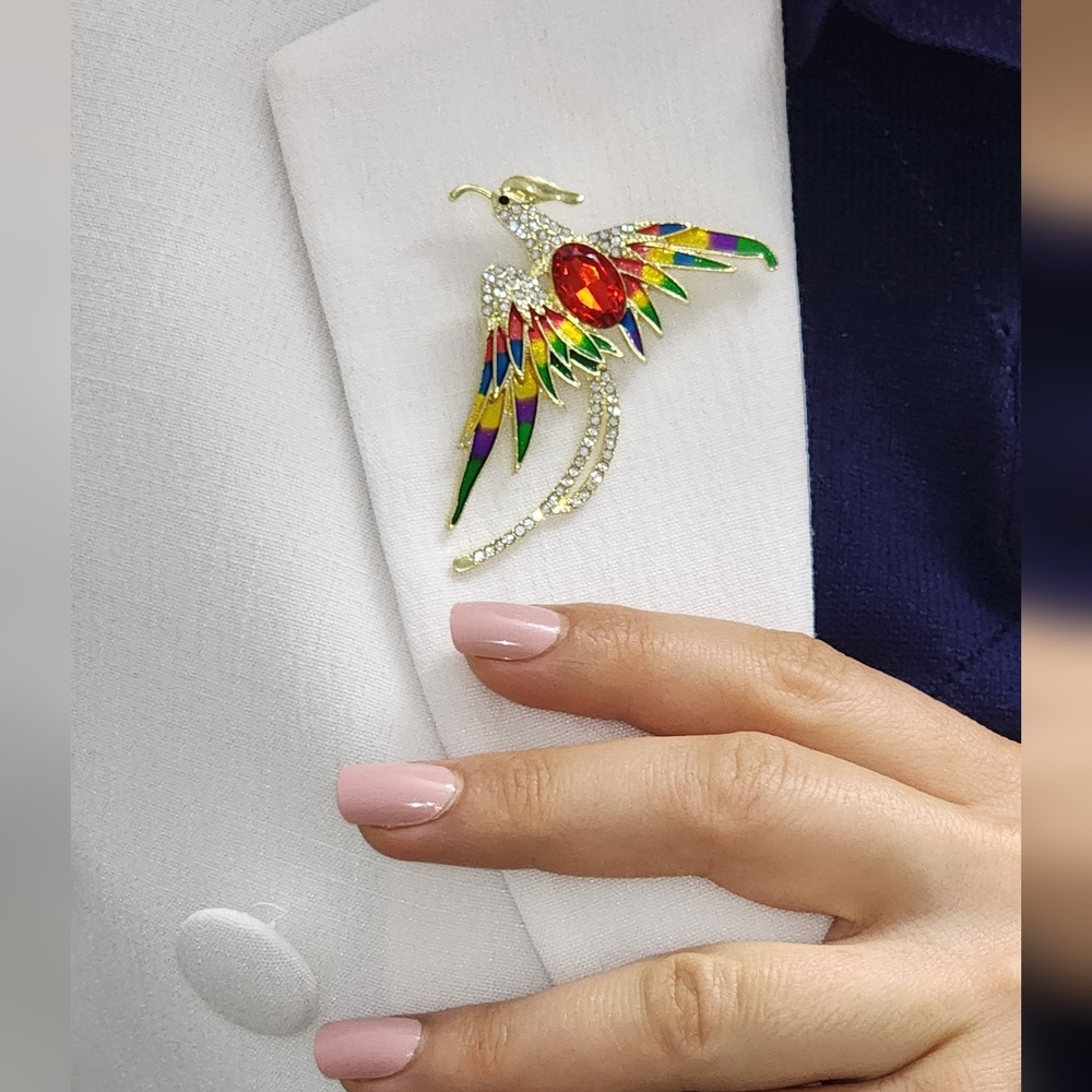 Multicolor Phoenix Brooch